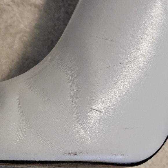 Zara Block Heel Pumps Size 9 White Brown Pointy Contemporary Avant Garde Chunky - Picture 9 of 10